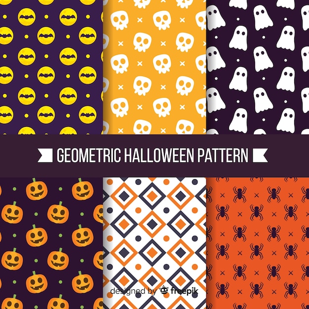 Collection De Motifs D'halloween Avec Un Motif Géométrique