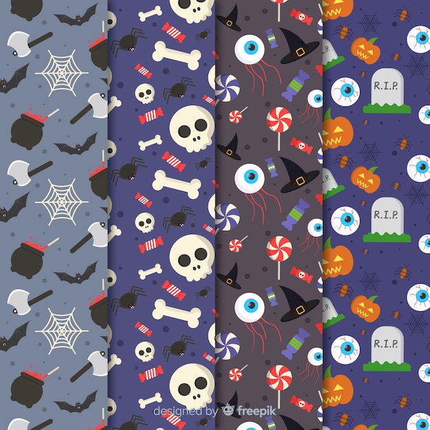 Collection de motifs halloween plats