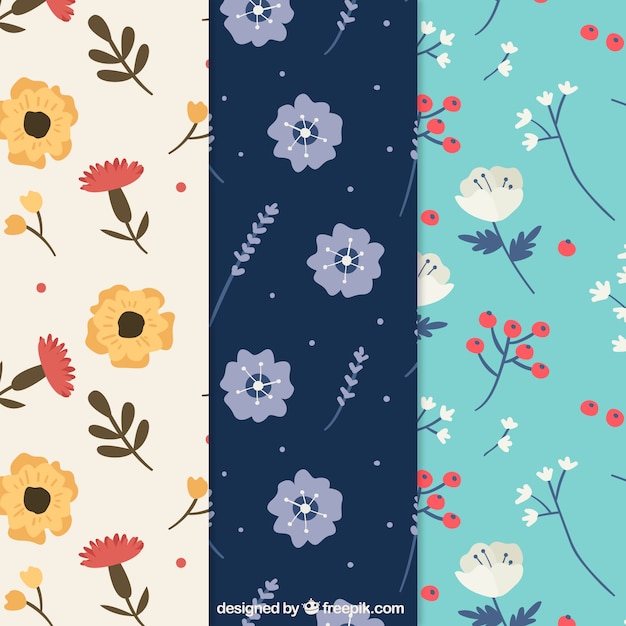 Collection de motifs de jolies fleurs dans un style plat