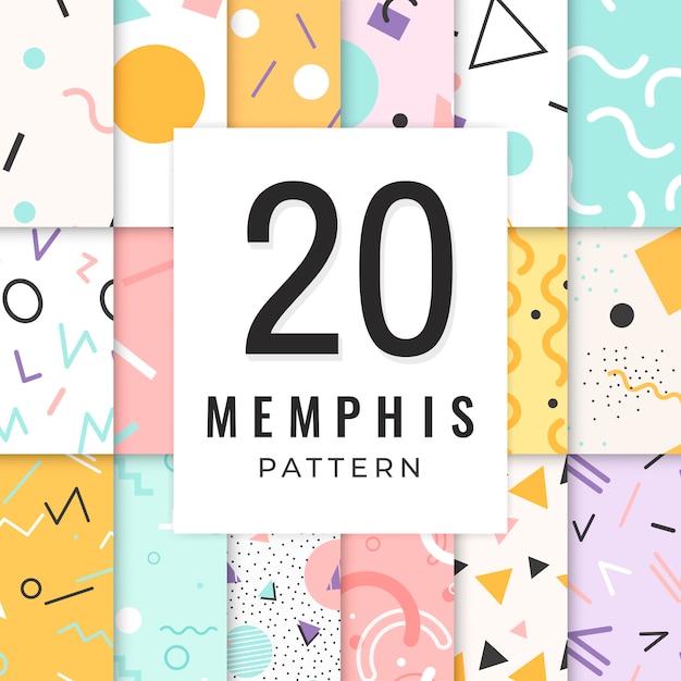 Vecteur gratuit collection de motifs memphis