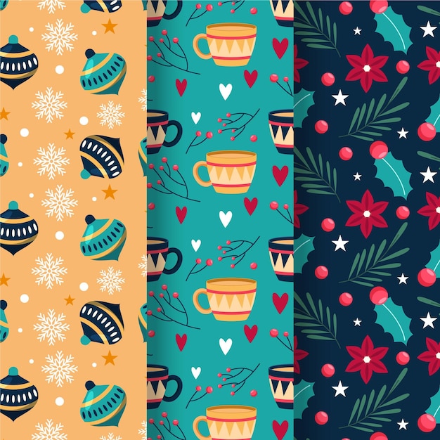 Collection De Motifs De Noël Au Design Plat