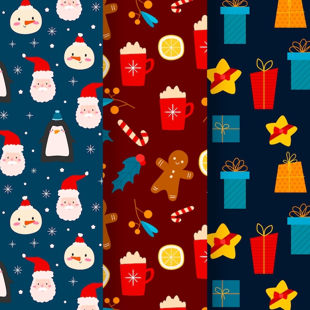 Collection De Motifs De Noël Design Plat