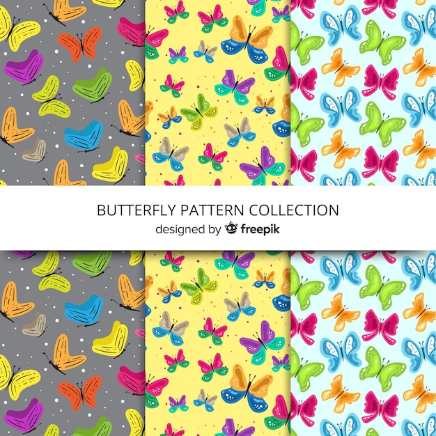 Vecteur gratuit collection de motifs de papillons