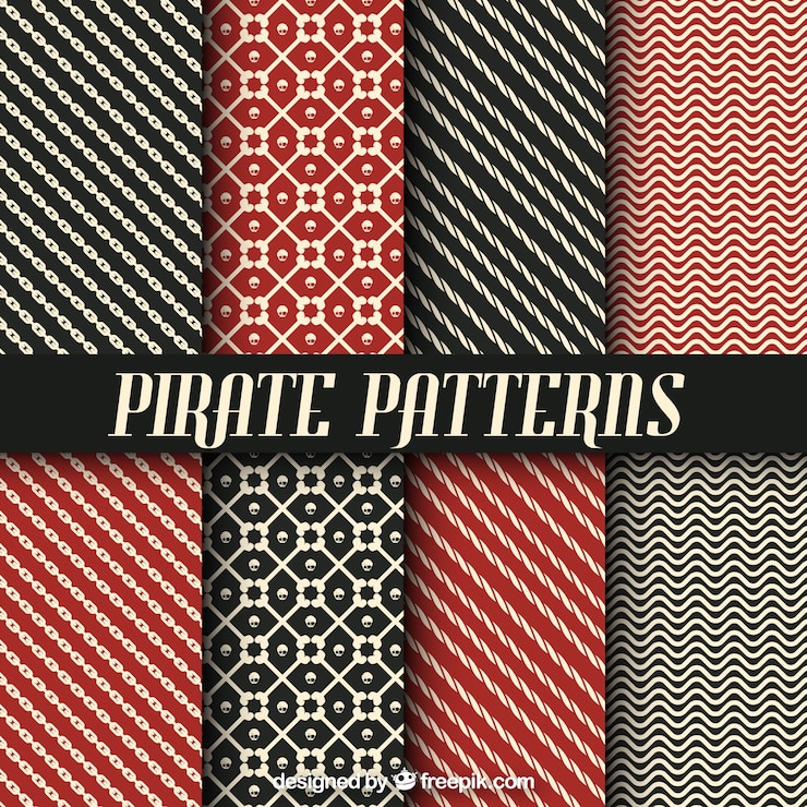 Vecteur gratuit collection de motifs pirates avec des formes abstraites