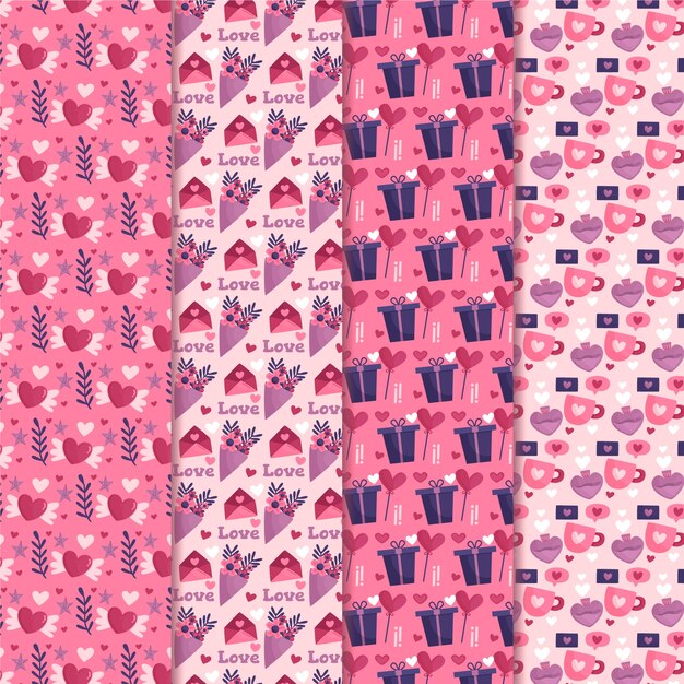Collection de motifs plats de la Saint-Valentin