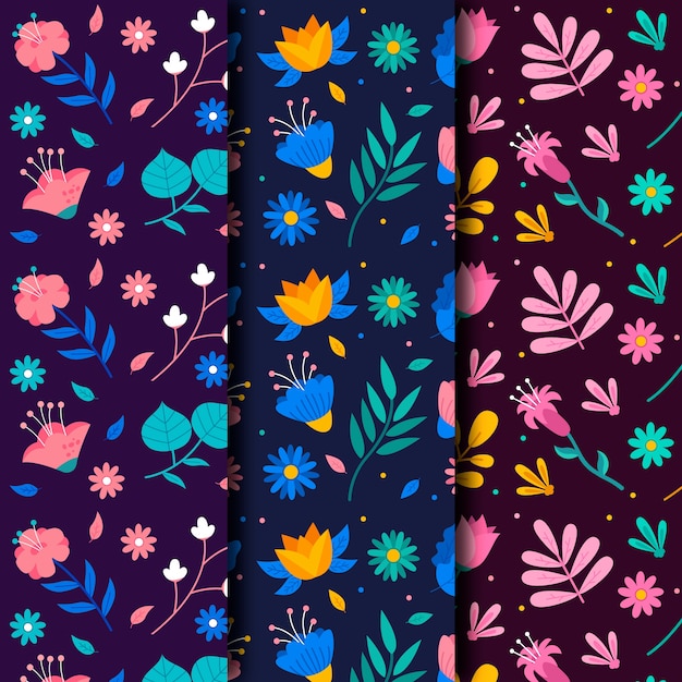 Collection de motifs de printemps floral coloré