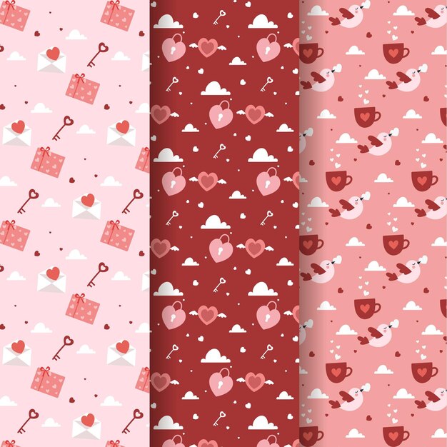 Collection De Motifs De La Saint-valentin Au Design Plat