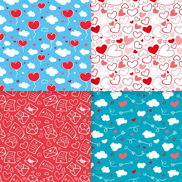 Collection de motifs de saint valentin dessinés à la main