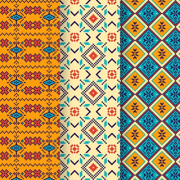 Vecteur gratuit collection de motifs songket