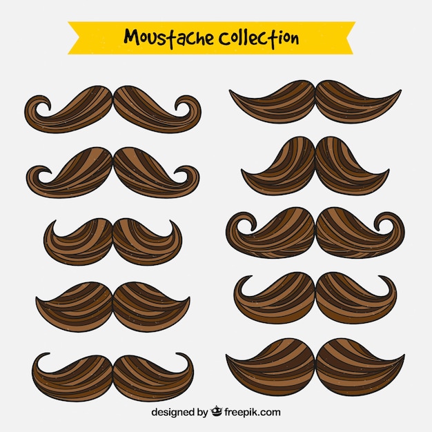 Collection à La Moustache Dessinée à La Main