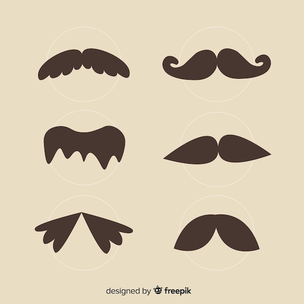 Collection de moustaches de sensibilisation Movember en design plat