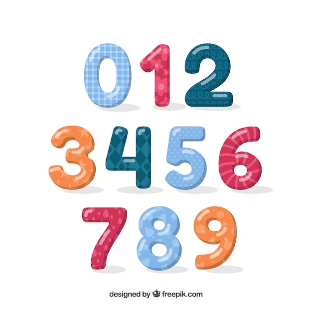 Collection de nombres colorés avec un design plat