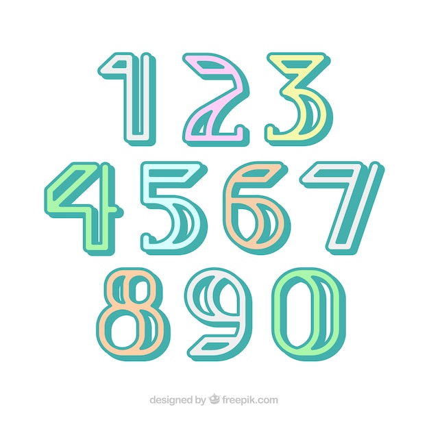 Vecteur gratuit collection de nombres colorés avec un design plat
