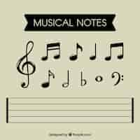 Vecteur gratuit collection de notes musicales noires