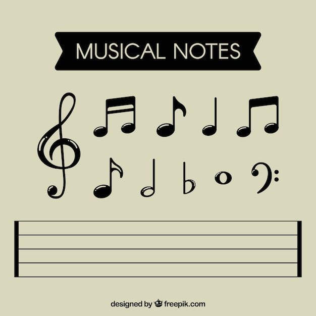 Collection de notes musicales noires