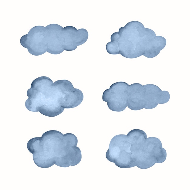 Vecteur gratuit collection de nuages aquarelle