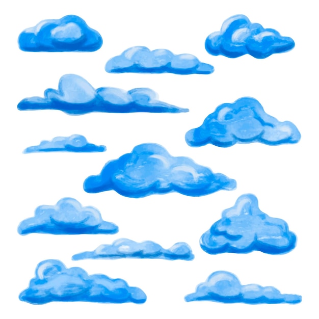 Vecteur gratuit collection de nuages aquarelle