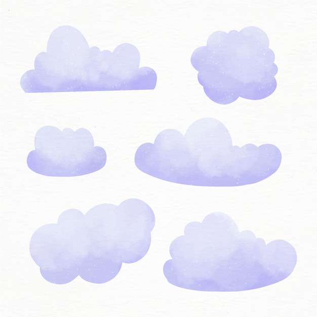 Collection de nuages aquarelle