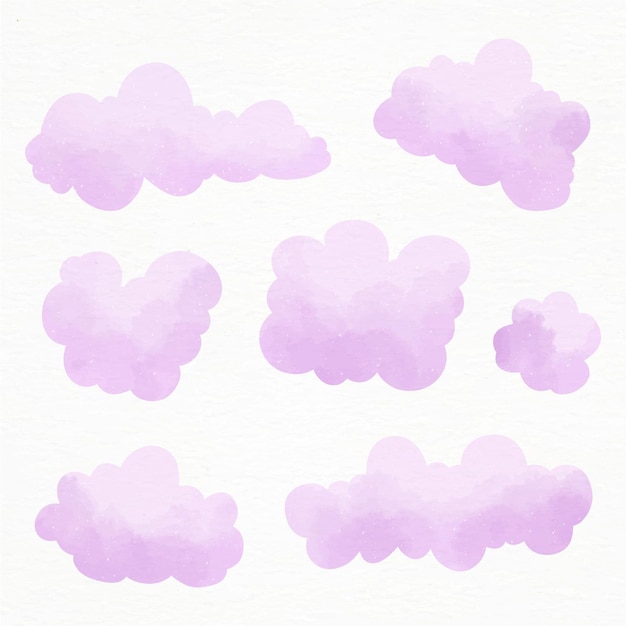 Collection de nuages aquarelle