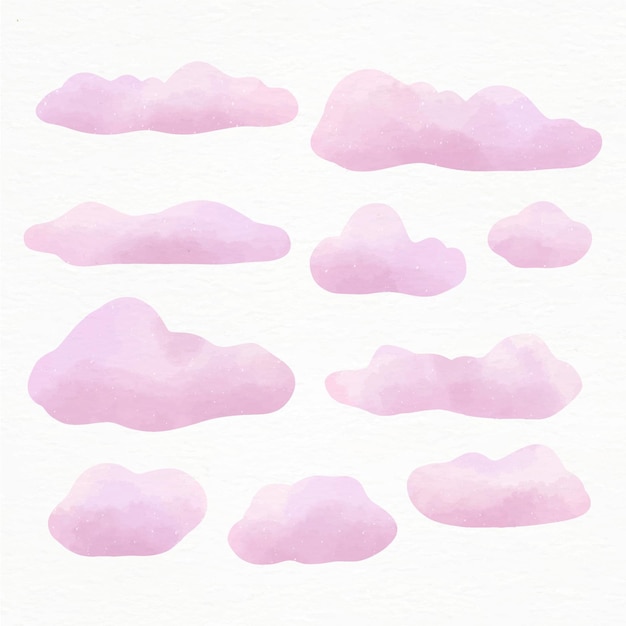 Vecteur gratuit collection de nuages aquarelle