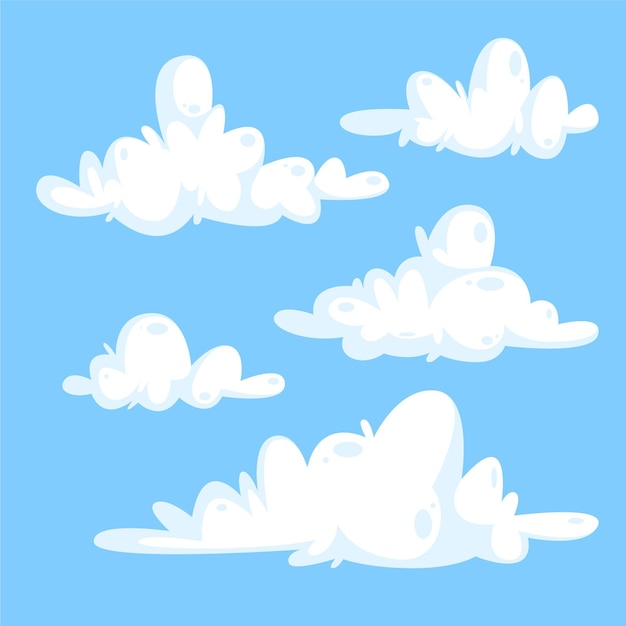 Vecteur gratuit collection de nuages de dessin animé