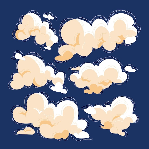 Vecteur gratuit collection de nuages dessinés à la main
