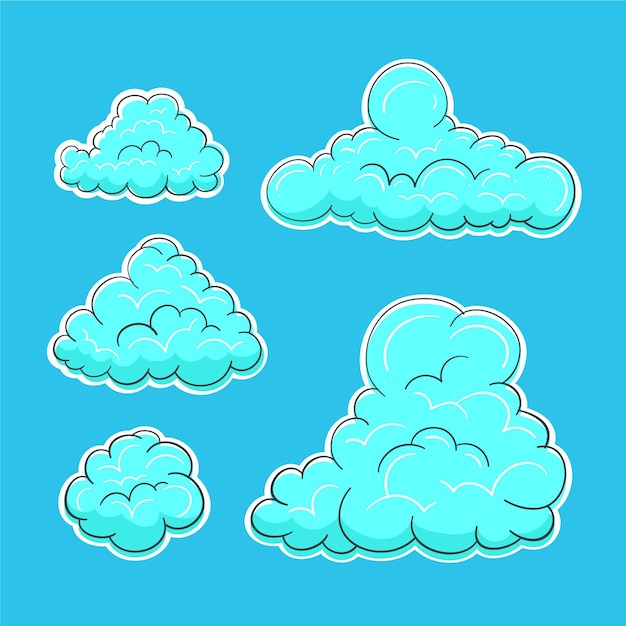 Vecteur gratuit collection de nuages dessinés à la main