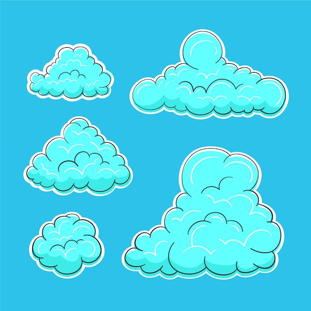 Collection de nuages dessinés à la main