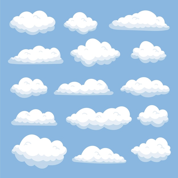 Vecteur gratuit collection de nuages dessinés à la main