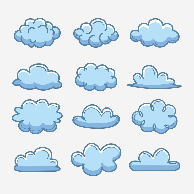 Vecteur gratuit collection de nuages dessinés à la main
