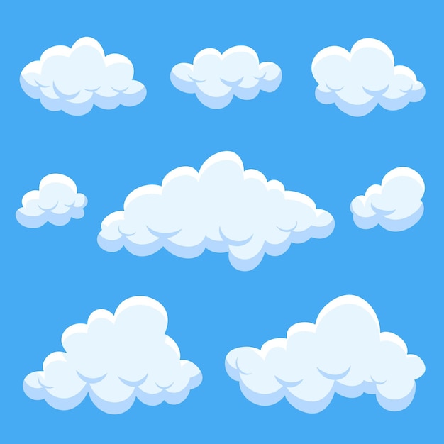 Vecteur gratuit collection de nuages plats