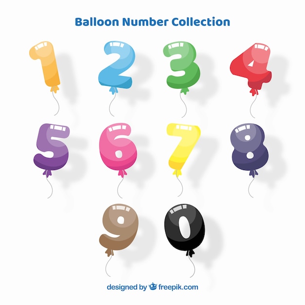 Vecteur gratuit collection de numéros de ballons