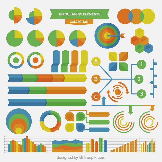 Collection D'objets Colorés Infographiques En Design Plat