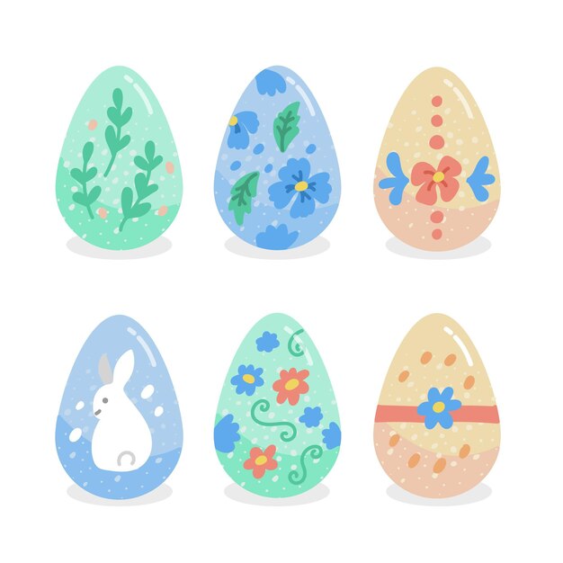 Collection d'oeufs de Pâques décoratifs dessinés à la main