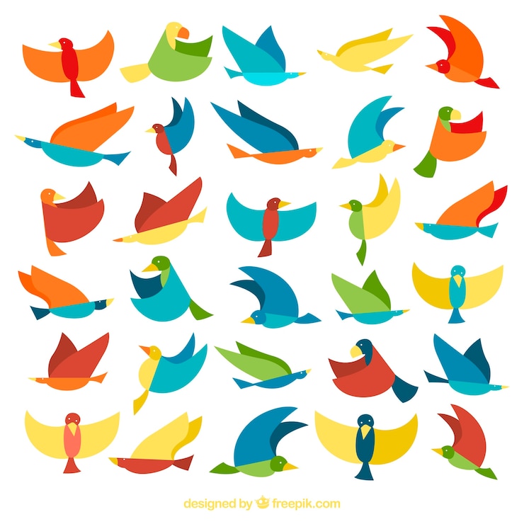 Vecteur gratuit collection d&#39;oiseaux plats