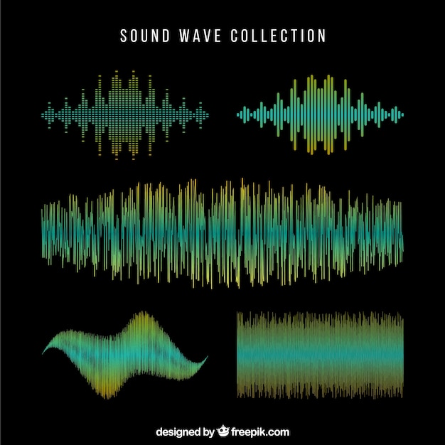 Vecteur gratuit collection d'ondes sonores foncé