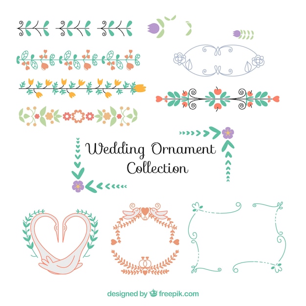 Collection D'ornement De Mariage Plat