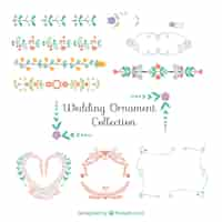 Vecteur gratuit collection d'ornement de mariage plat