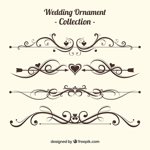 Vecteur gratuit collection d'ornement de mariage vintage