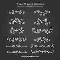 Vecteur gratuit collection d'ornement vintage avec style tableau noir