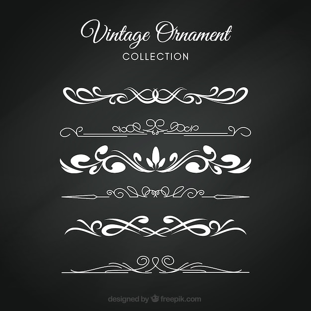 Vecteur gratuit collection d'ornement vintage avec style tableau noir