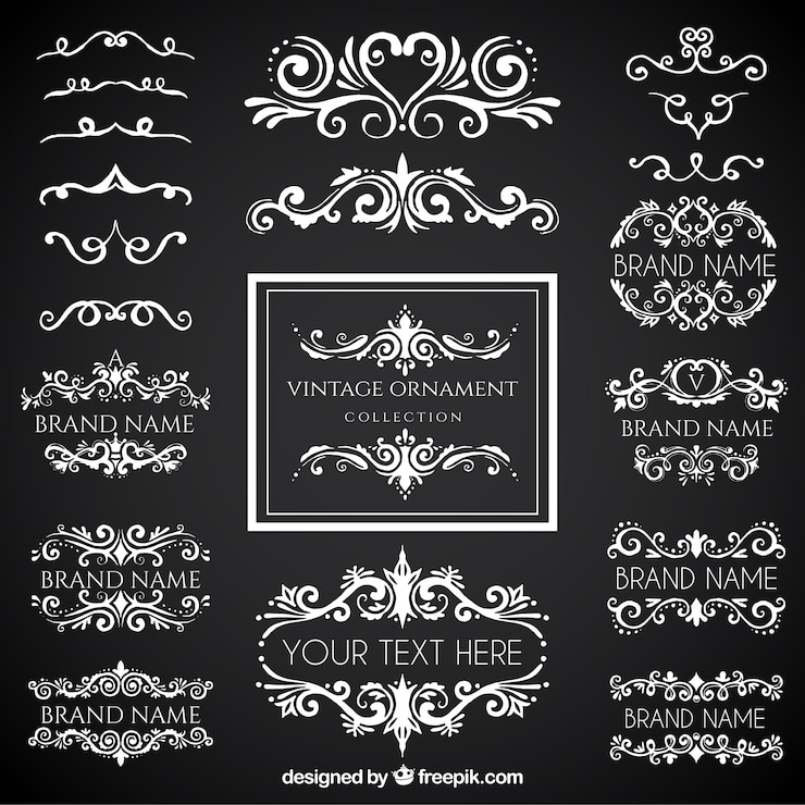 Vecteur gratuit collection d&#39;ornement vintage avec style tableau noir