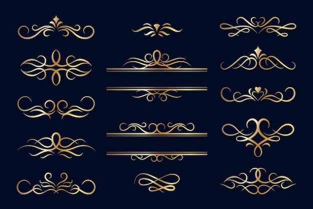 Collection d'ornements calligraphiques dorés