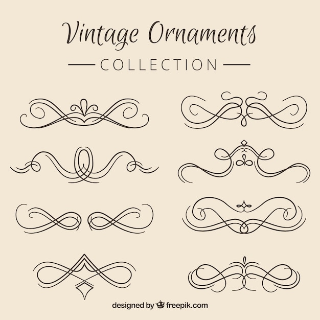 Vecteur gratuit collection d'ornements dans le style vintage