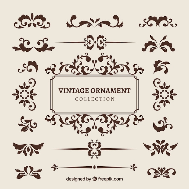 Vecteur gratuit collection d'ornements dans le style vintage