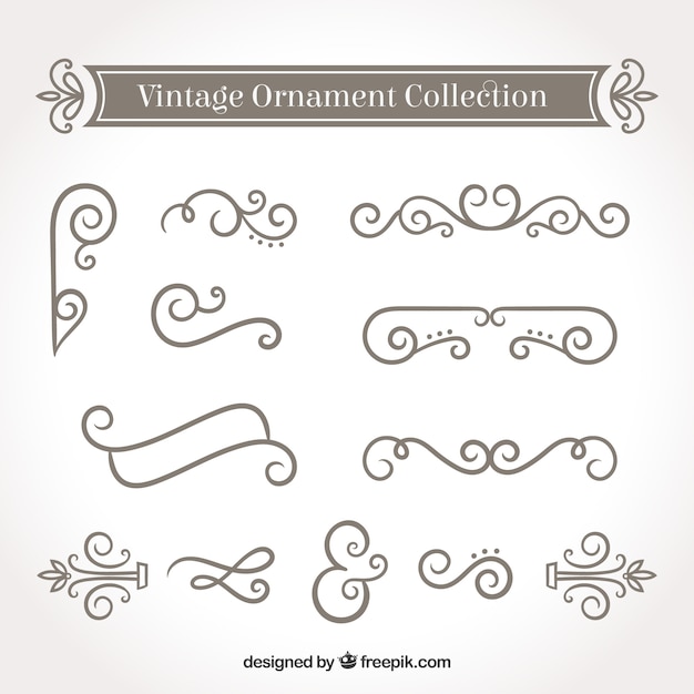 Vecteur gratuit collection d'ornements dans le style vintage