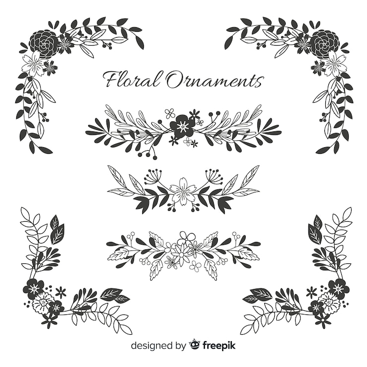 Vecteur gratuit collection d&#39;ornements floraux