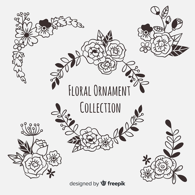 Vecteur gratuit collection d&#39;ornements floraux
