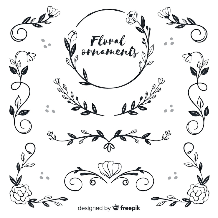 Vecteur gratuit collection d&#39;ornements floraux