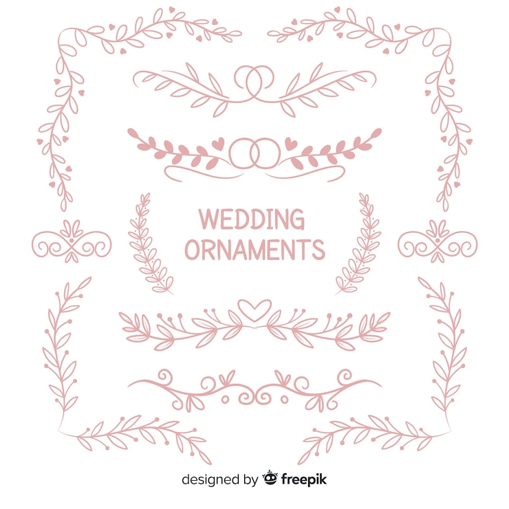 Vecteur gratuit collection d&#39;ornements de mariage dessinés à la main
